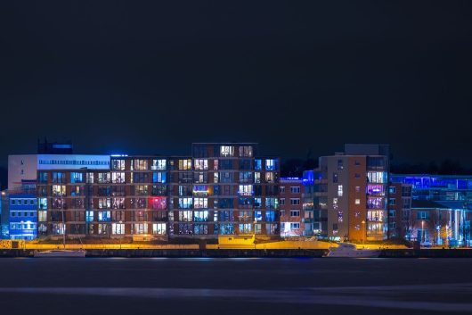Hafencity Rostock in der Nacht